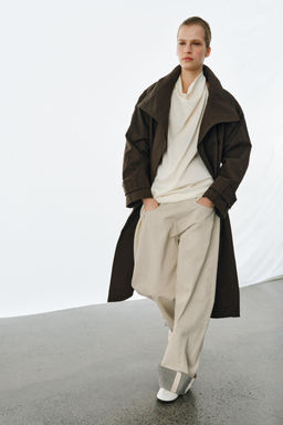ZW COLLECTION OVERSIZE CHECK TRENCH COAT - Zara фото 14