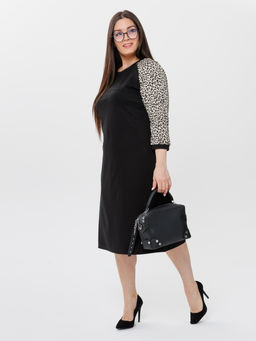 Платье женское П-182 (нейлон г/к/жаккард принт) Серая - Elenatex фото 7