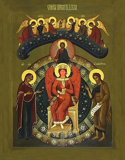 Икона.София Премудрость Божия. 19 век Дерево, пигментные краски, матовый лак София