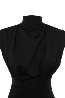 TRENDYOLMILLA Bordo Vucuda Oturan Dik Yaka Midi Kalem Etek Dokuma Elbise TWOAW20EL0311  фото 50