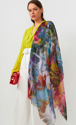 Большой, мягкий, тонкий и очень нежный двусторонний палантин с рисунком в стиле арт-деко - Tantino фото 12