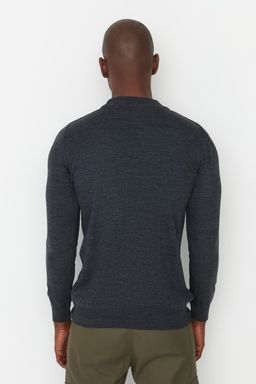 TRENDYOL MAN Siyah Slim Fit Dar Kesim Yar?m Bal?kc? Yaka Basic Kazak TMNAW21KZ0758 - Trendyolmilla фото 13
