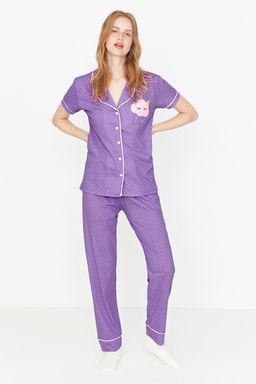 Trendyolmilla Vizon Bask?l? Gomlek-Pantolon Orme Pijama Tak?m? THMSS21PT0876 фото 2