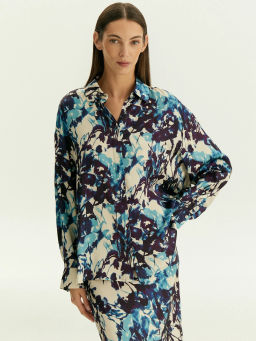 Рубашка с абстрактным принтом из 100% вискозы, B3245/graphica - Emka фото 3