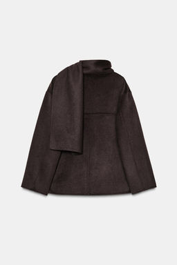 SHORT WOOL COAT WITH SCARF - Zara фото 10
