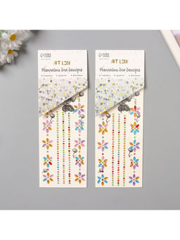 Переводная тату на тело и стразы Цветочная аппликация, набор 2 листа, цветная, 18?8 см