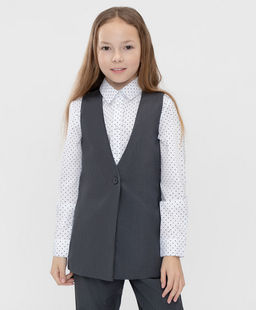 Жилет удлиненный с одной пуговицей  Button Blue