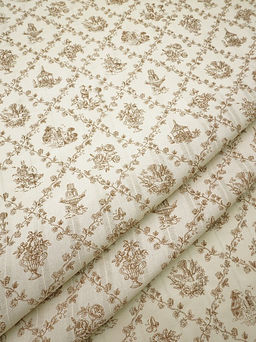 Фактурный хлопок с мережкой-полосой Летний прованс цв.коричневый, ш.1.45м, хл-100%, 90гр/м.кв - Купава фото 2