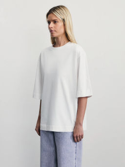 Футболка оверсайз из плотного хлопка / Zarina  фото 4