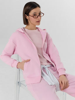 Толстовка женская розовая на молнии