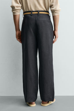 PANTAL?N 100% LINO PLIEGUES / ?ndigo - Zara фото 3