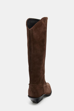 SPLIT SUEDE COWBOY HEELED BOOTS - Zara фото 6