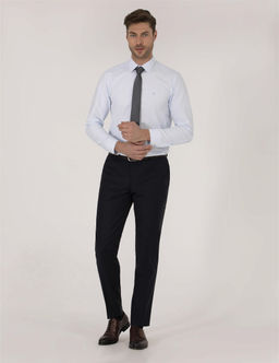 A__k Mavi Slim Fit Uzun Kollu Klasik G_mlek