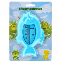 Термометр для ванны +45-0С "Рыбка" 15х9,3см, пластик, цвета в ассортименте: голубой, розовый, зеленый, в блистере (Китай)
