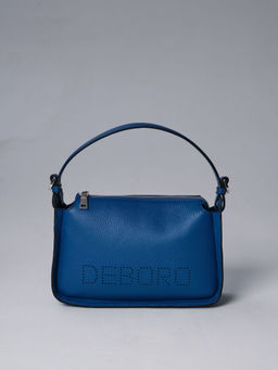 Сумка кожаная на плечо Deboro 30790 синяя гуашь