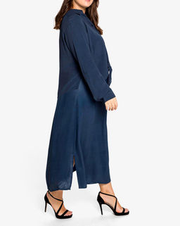 Сатиновое платье и блузка, синие - Sheego фото 3