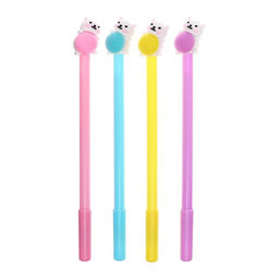 Цена за 12 шт. Ручка - прикол гелевая Calligrata Котенок с клубком, МИКС