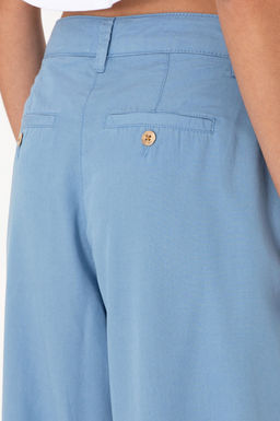 Kad_n Mavi Loose Fit Kanvas Pantolon