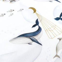 Наклейка пластик интерьерная цветная "Киты и кашалоты" 120х45 см