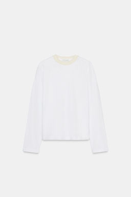 CONTRAST NECK T-SHIRT - Zara фото 6
