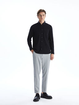 Regular Fit Uzun Kollu Keten Kar???ml? Erkek G?mlek