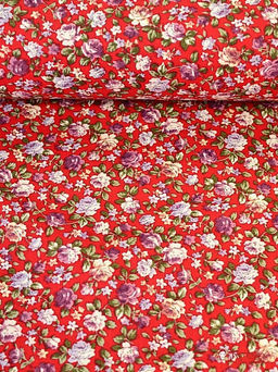 Импорт. хлопок Розы сиренево-бордовые цв. красный, ш.1.45м, хлопок-100%, 105гр/м.кв - Купава фото 4