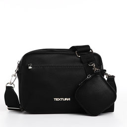 Сумка женская кросс-боди TEXTURA на молнии, 16×7×17 см, чёрная