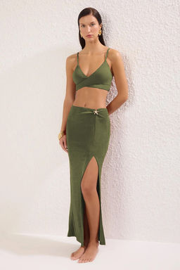 Haki Orme Aksesuar Detayl? Maxi Plaj Etek TBESS25ET00000