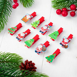 Прищепки декоративные «Новый год», 10 шт., верёвка — 100 см