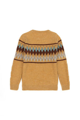 U. S. Polo Assn Трикотажный свитер песочного меланжевого цвета с круглым вырезом для мальчика - U.s. polo assn фото 2