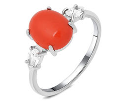 Кольцо, коралл, СПН4231