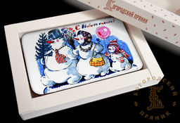 Сувенирные пряники (фотопечать) 170 гр. Семья снеговиков Сгущенка