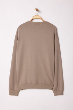 Vizon More Sustainable Oversize/Genis Kesim Yaz? Nak?sl? Sardonsuz Sweatshirt TMNAW25SW00209