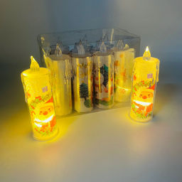 Новогодний декор Ночник - Свеча с рисунком 12 см (12 шт в уп)