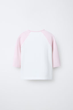 CAMISETA MANGA RANGLAN TEXTO CON MODAL / Rosa / Blanco - Zara фото 3