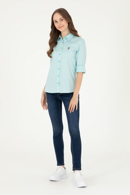 Женская мятная базовая рубашка с длинным рукавом Неожиданная скидка в корзине - U.s. polo assn фото 4