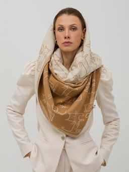 В составе шерсть и кашемир! теплый двусторонний палантин