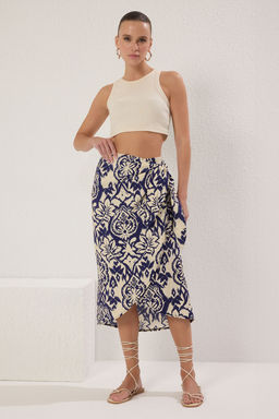 TRENDYOLMILLA Cok Renkli Baglama Detayl? Desenli Midi Boy Dokuma Etek TWOSS25ET00157