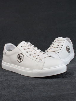 03-P255-2 WHITE Полуботинки спортивные мужские (натуральная кожа)