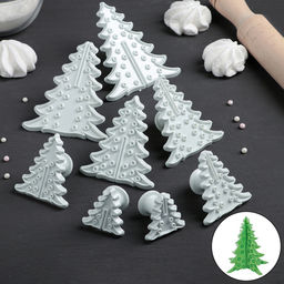 Набор печатей для теста и марципана Доляна Ёлочка, 8 шт., d=4/6/8,5/10 см, h=3.5 см