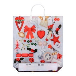 Цена за 10 шт. Пакет новогодний «Коллаж сталь», полиэтиленовый с пластиковой ручкой, 44×40 см