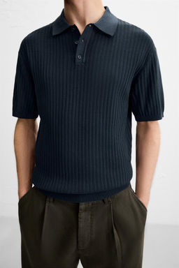 VERTICAL TEXTURED KNIT POLO SHIRT - Zara фото 5