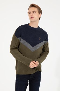 U. S. Polo Assn Мужской вязаный свитер кокосового цвета с круглым вырезом - U.s. polo assn фото 4