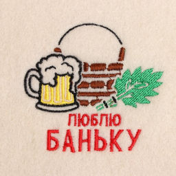 Цена за 2 шт. Рукавица для бани с вышивкой «Люблю баньку», полиэфир 70%, шерсть 30%, первый сорт, «Добропаровъ»