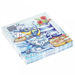 Салфетки бумажные Bouquet Home Collection Classic 33х33см, 3-х слойные, 20 штук в упаковке, 100% целлюлоза, Утренний натюрморт (Россия)  фото 2