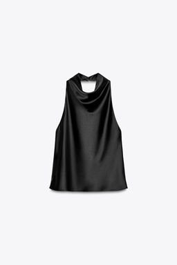 TOP HALTER SATINADO / Negro - Zara фото 7