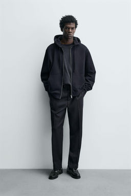 100% WOOL TEXTURED TROUSERS