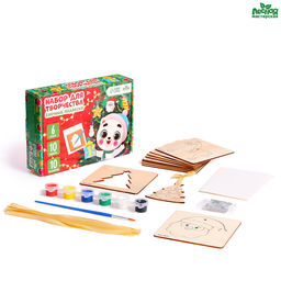 Основы для росписи и выжигания на новый год «Роспись по дереву. Ёлочные подвески», набор для творчества