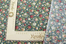 Импорт. хлопок "Розы кораллово-терракотовые" цв.т.зеленая морская волна, ш.1.45м, хл-100%