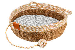 Лежанка плетеная для кошек и собак 40*40*14 см, с подушкой и игрушкой - Elan gallery фото 3